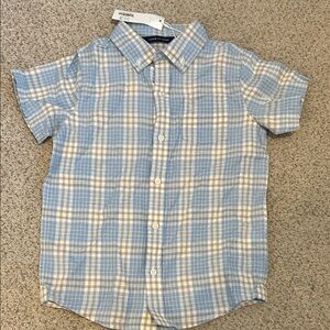 NWT Janie & Jack Plaid Cotton-Linen Shirt, 6